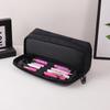 Minimalist Black Double Zipper Pencil Case Large Capacity Portable Pencil Pouch Stationery Organizer Student School Supplies