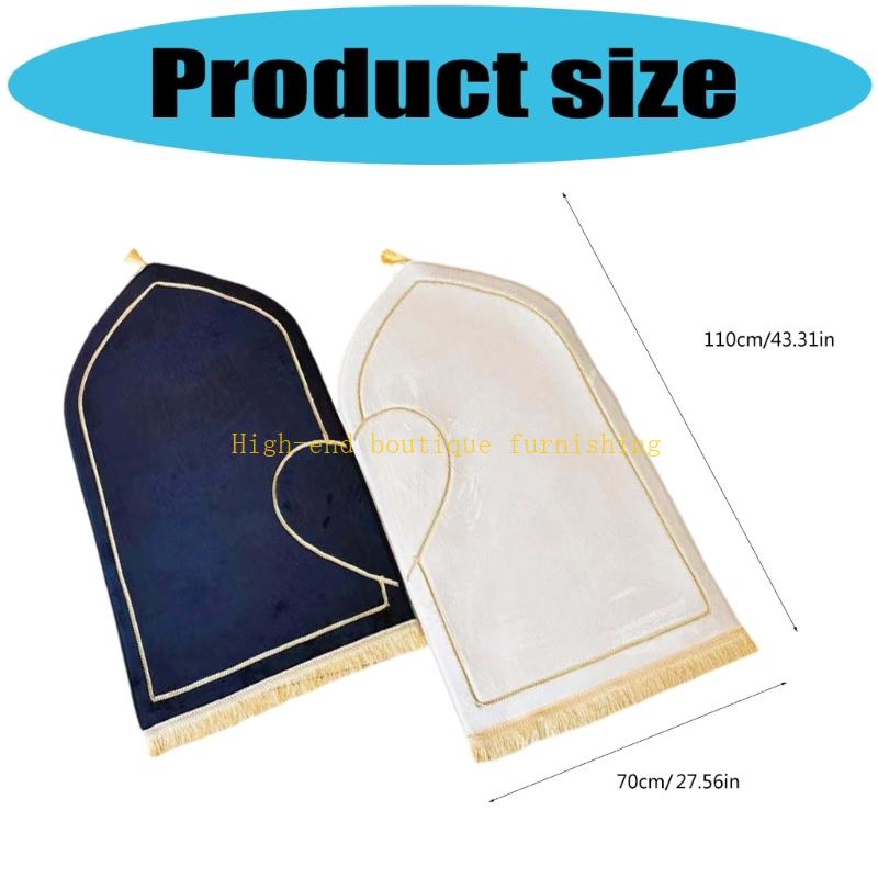 2Pcs Couple Prayer Rug Set Thick Flannel Muslims Prayer Mat with Half Heart Design Worship Carpet for Ramadans or Wedding