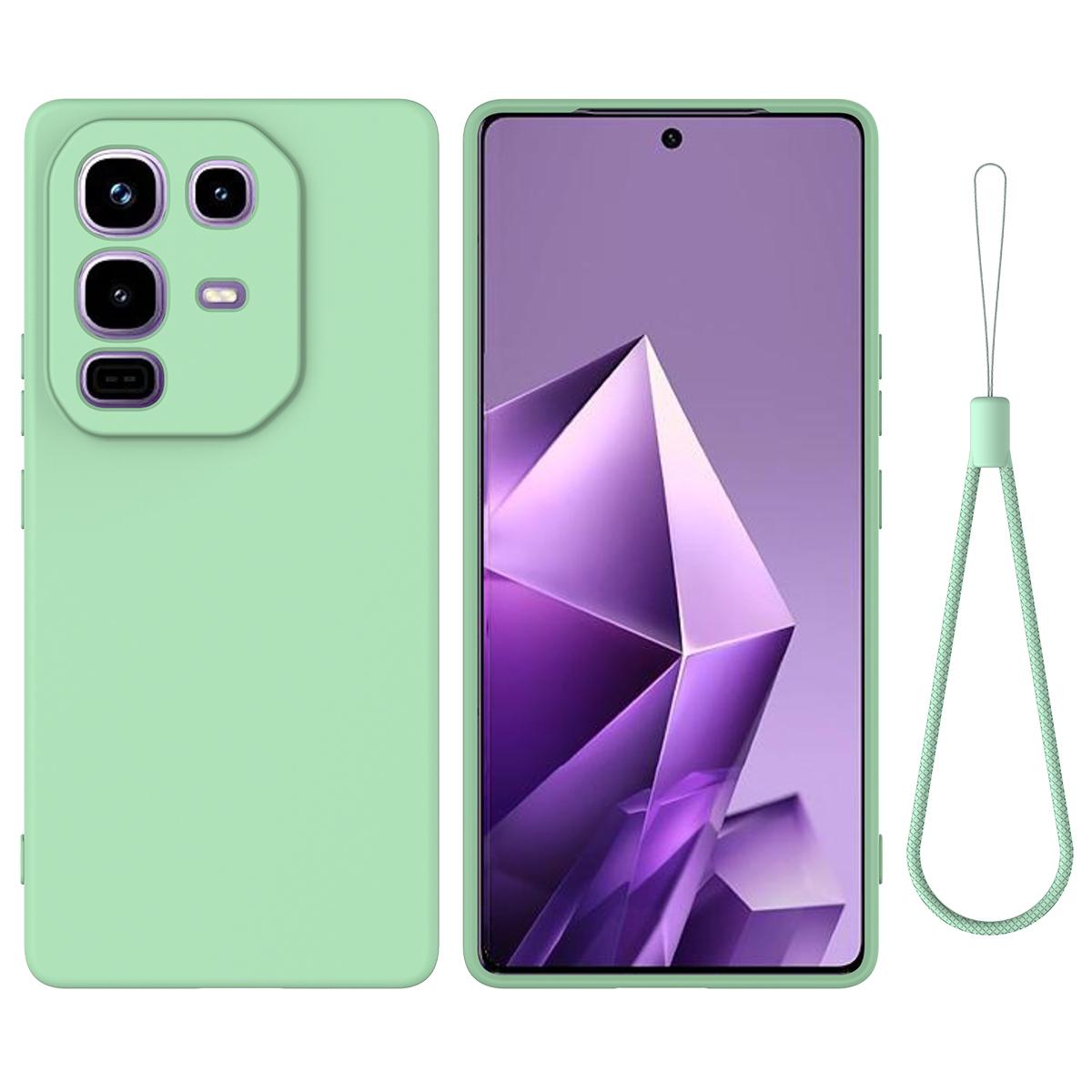 

For Infinix Note 50s 5G Liquid Silicone Case Phone Back Cover with Hand Strap Green