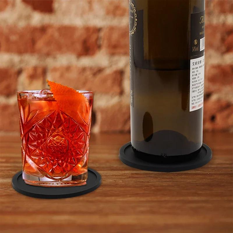 Silicone Coasters Round Heat 6Pcs 10cm Resistant Rubber Tea Cup Mat Drink Coffee Mug Glass Beverage Holder Pad Decor Table Mat