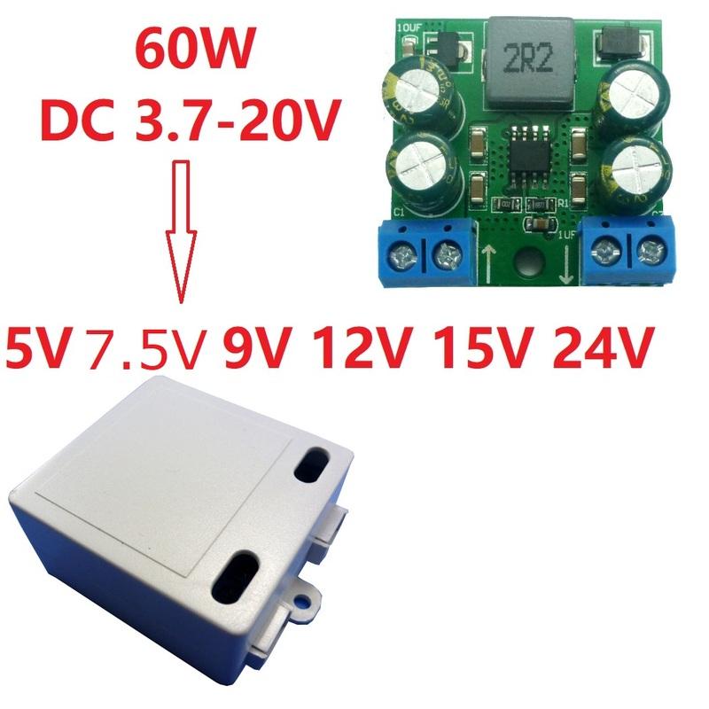 60W DC 3.7-20V to 5V 7.5V 9V 12V 15V 24V Step-Up Boost DC DC Converter Module for Motor PLC LED PTZ