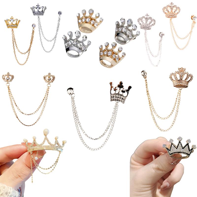 Korean Luxury Rhinestone Crown Brooch Pin Men's Brooches Jewelry Garment Accessories for Men Jewelry Accessories