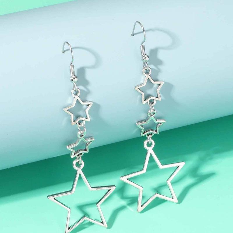 European & American Cross-Border Fashion Star Earrings: Stylish Hollow Five-pointed Design for Women - Trendy Fresh Accessory