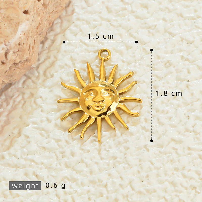 Handmade 18K Gold Plated Stainless Steel Sun Star Pendant Necklace.