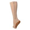 Open-Toe Compression Socks: Women's Zippered Venous Calf Support for Sports