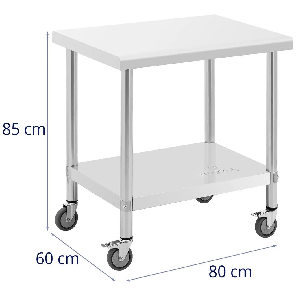 Table worktop on wheels, 2 levels, 60 x 80 cm, STEEL, up to 135 kg