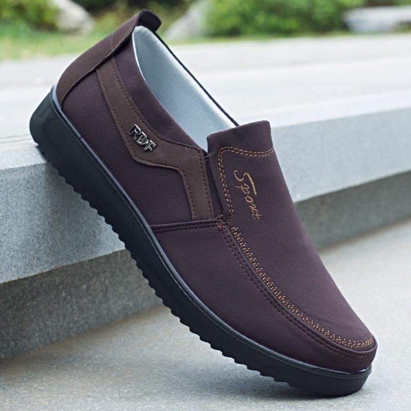 Men's Thick Sole Non-Slip Canvas Shoes for Spring and Autumn - Soft Sole, Large Size 46, Ideal for Middle-Aged & Elderly.