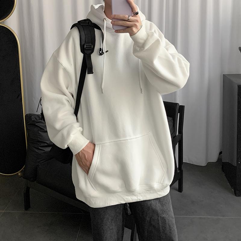 Solid Color Sweater Spring And Autumn Hong Kong Style Couple Hooded Jacket Loose Trend Student Autumn Clothes