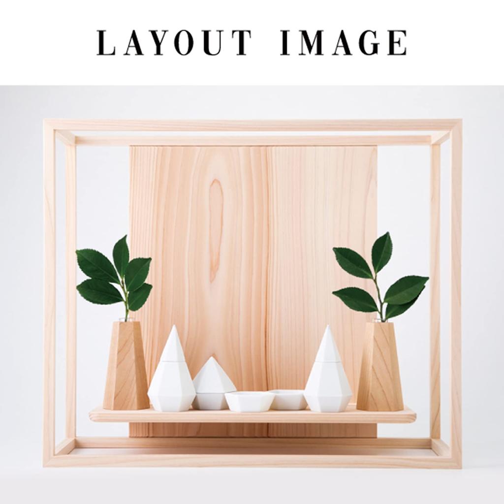 Kamidana no Sato Modern Wall-Mounted Shinto Shrine, Kamisama no Line, SANSHA, All Natural, Full Set