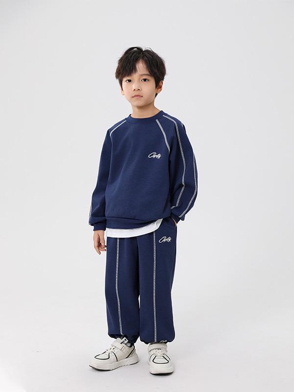 Kids' Autumn/Winter Hoodie & Sweatpants Set: Fleece-Lined Pullover for Boys & Girls
