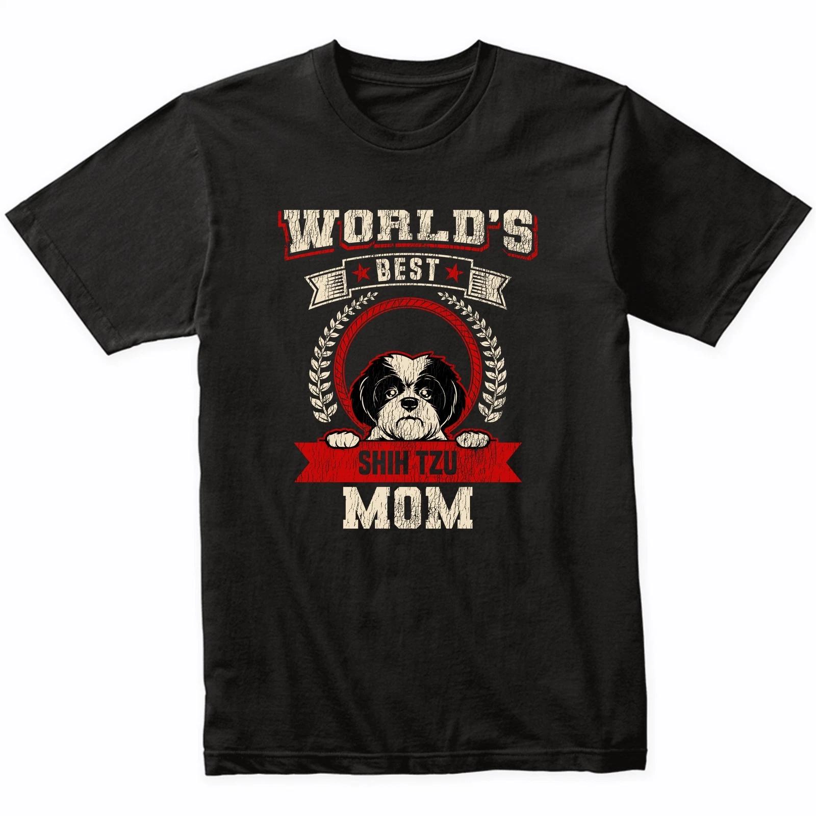 World s Best Shih Tzu Mom Dog Breed T-Shirt - Shih Tzu Shirt L