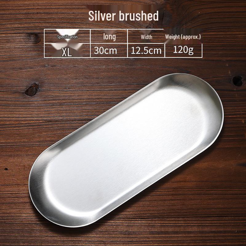 Japanese Retro Stainless Steel Oval Accessory Tray - Creative Gold Dessert and Towel Plate