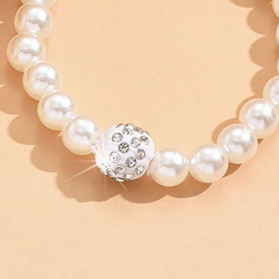 3 Teile/satz Frauen Schmuck Set Faux Perle Ohrringe Halskette Armband Einstellbare Länge Strass Dekor Poliert Prom Party Hochzeit Party Braut Schmuck