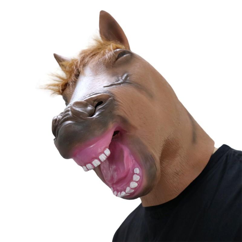 Horse Head Mask Smiling Latex Animal Halloween Cosplay Party