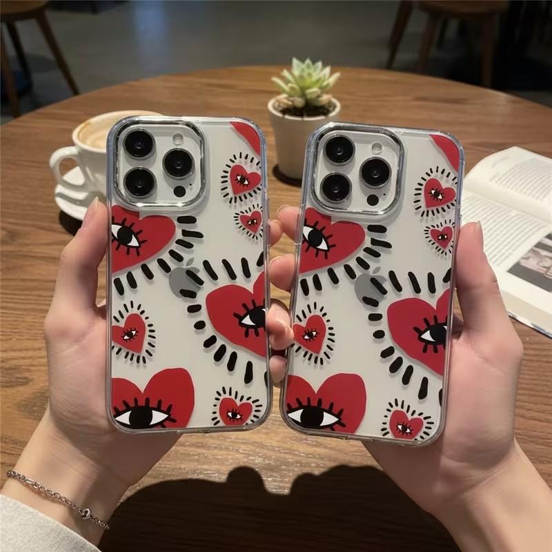 Heart Phone Case for Vivo Y400 Y39 Y29 Y04 Y38 Y28 Y19S Y03 Y78 Y36 Y17S Y100 Y75 Y22S 02 4G 5G Transparent Soft Cover Eye Frame