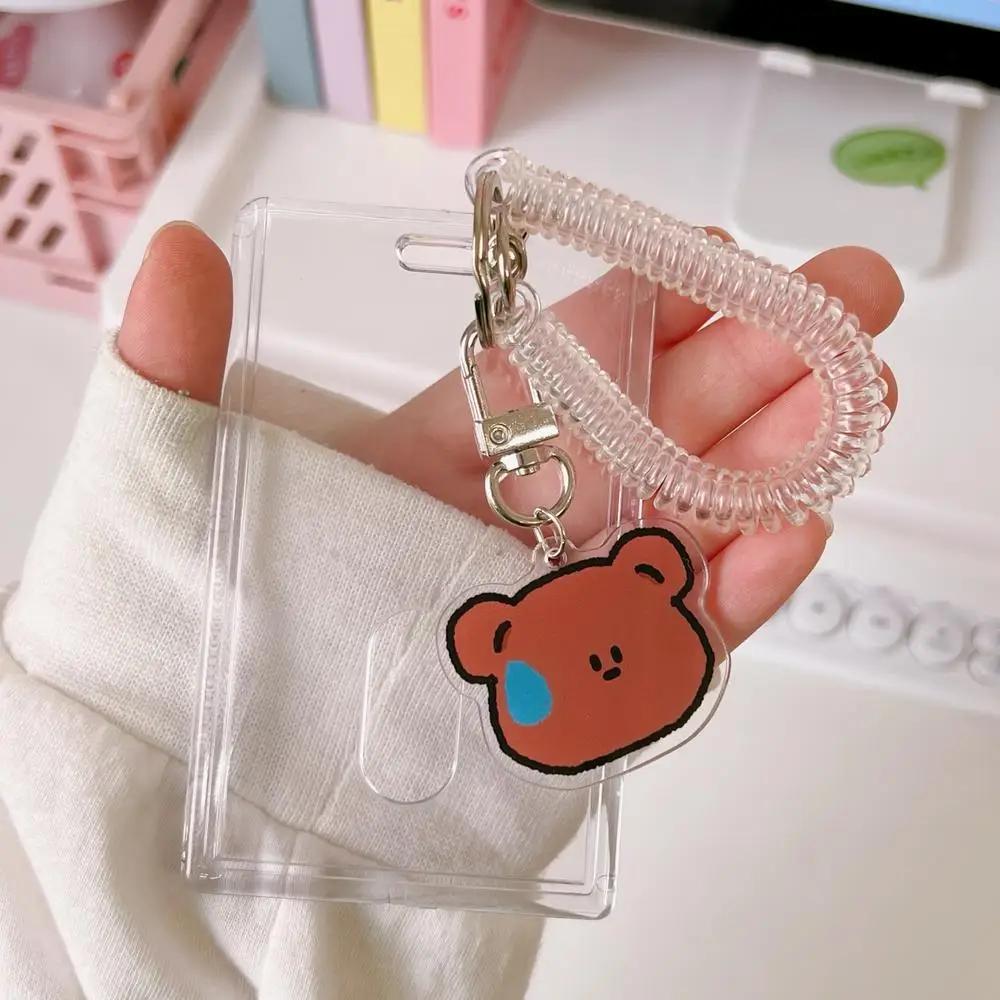 Transparent Credit ID Bank Card Holder Acrylic Photocard Photo Case Organizer Cartoon Key Chain Pendant Passport Pocket Sleeve