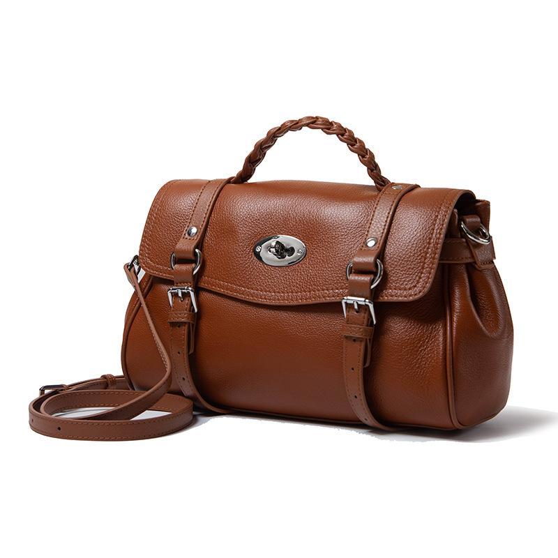 Fashionable Large-capacity Genuine Leather Women's Bag Top-layer Cowhide Tote Bag Messenger Bag Single-shoulder Large Bag