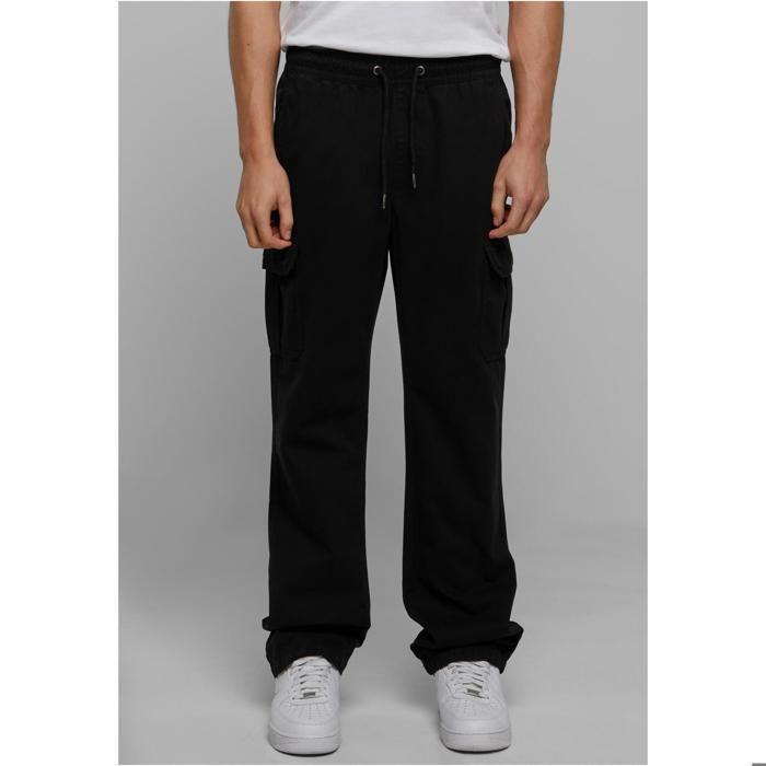 Pantalon Cargo - Urban Classics - Noir - 100% Coton - Ceinture Élastique - Poches Cargo