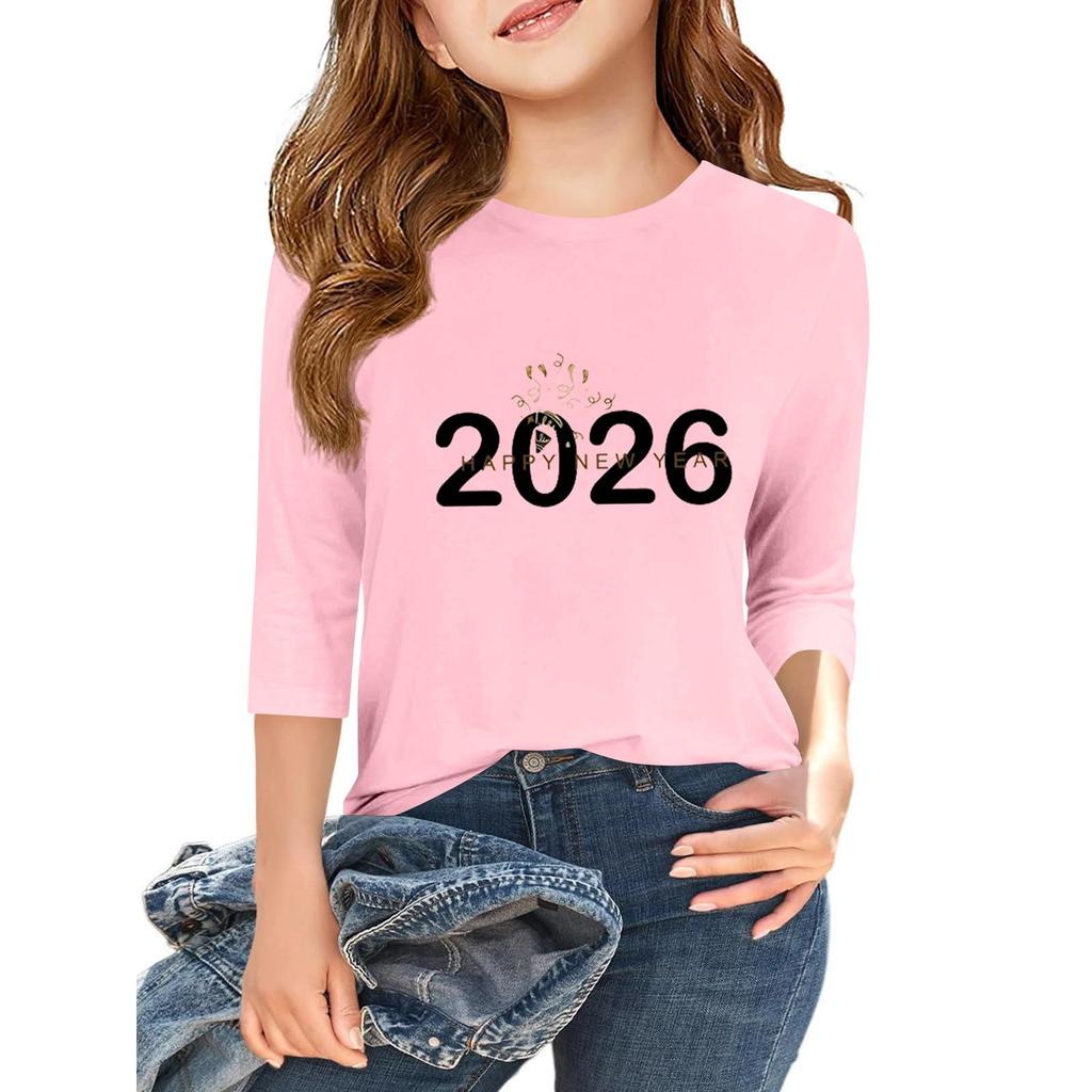 Children's 3/4 Sleeve Independence Day Printed Round Neck Casual T-shirt