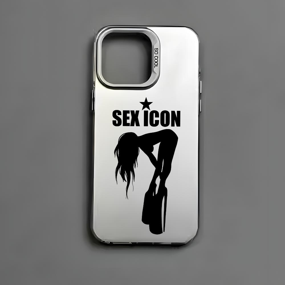 

Чехол для телефона с узором Икона секса для iPhone 16 15 14 13 12 11 Pro Max, черный матовый, многоцветный, лазерный, металлический, с эффектом Аврора iPhone13PROMAX