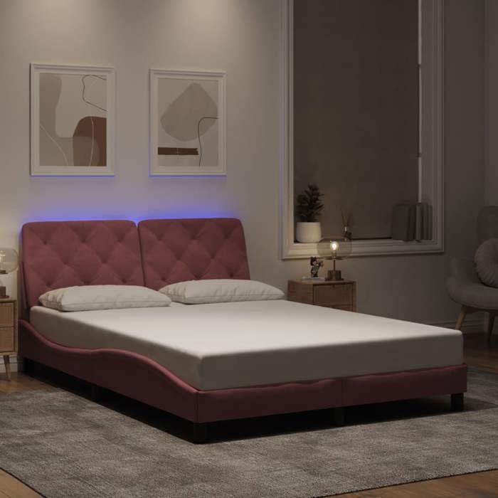 VidaXL Cadre de Lit avec Lumières LED, Lit Rembourré, Sommier à Lattes, Lit Double, Lit Adulte de Chambre à Coucher 3213848