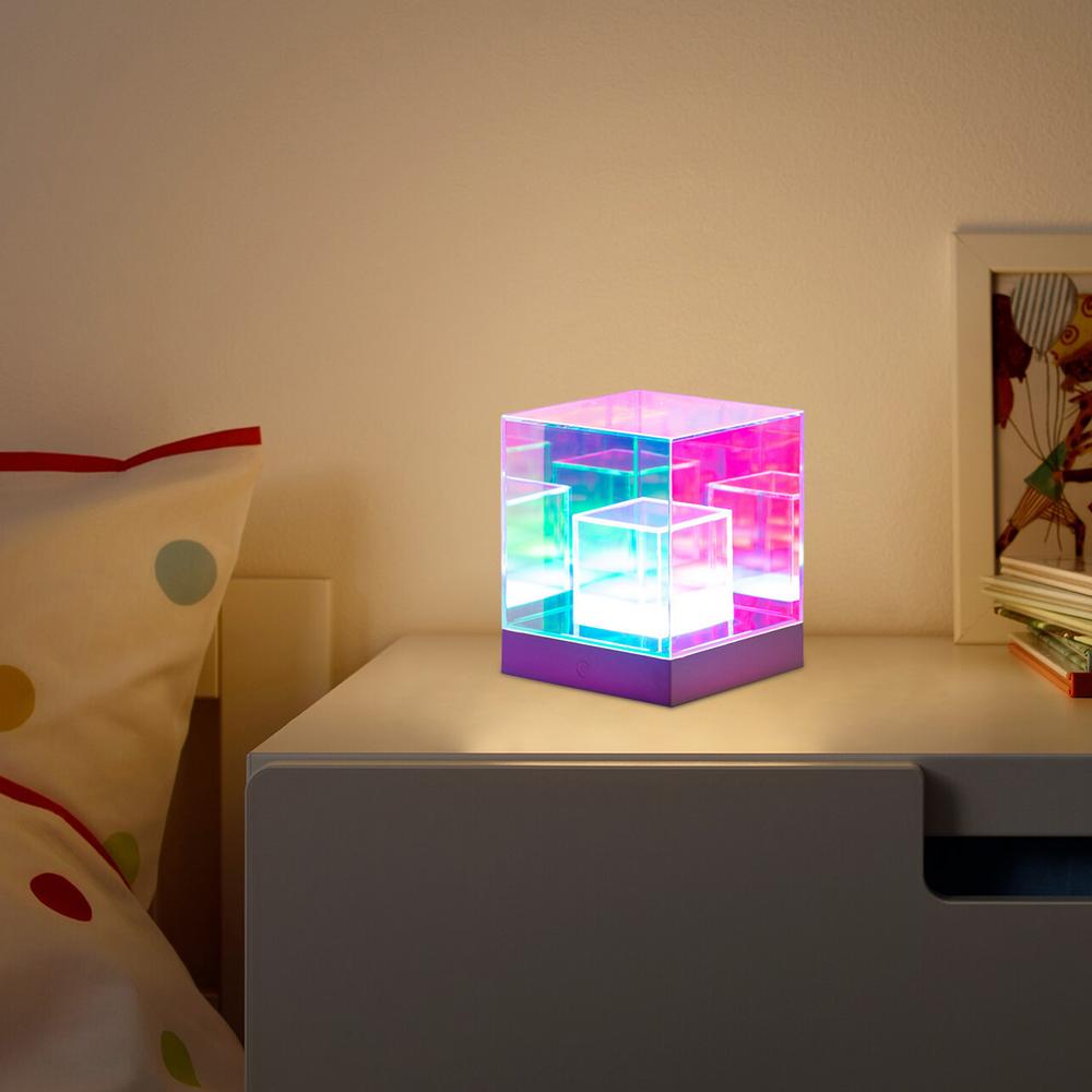 3D Infinity Desk Lamp USB Light Table Lights Desk Lamp Table Lamp Color Changing Ambient Lighting Cube Pyramid Desk Decor For