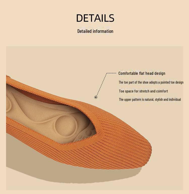 Damen Prinzessin, Boot, weiche Sohle, quadratische Zehenpartie, Eierrollen-gewebte flache Schuhe – atmungsaktives Strickdesign