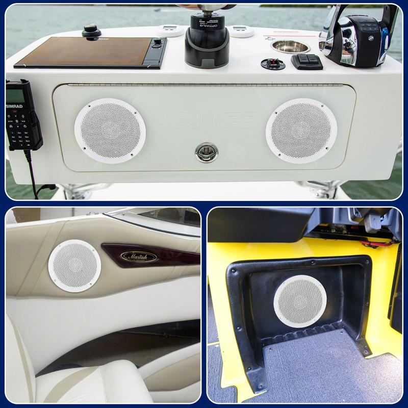 Genuine Marine 5.25" 80W IP66 Waterproof Marine Speakers White ABS Plastic High-Quality Sound for Motorcycle Boat Thalassa