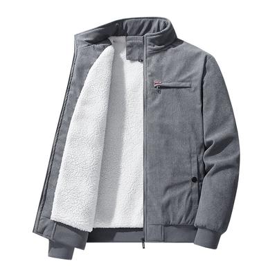 Warm Corduroy Jacket for Men Autumn-winter Plus-size Casual and Fleece Thickened Coat Windproof