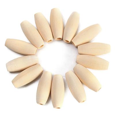 20pcs Oval Tuve Shape 29x12mm Long Natural Wood Loose Handcraft Beads for DIY Crafts Woodcraft Jewelry Making Accessories