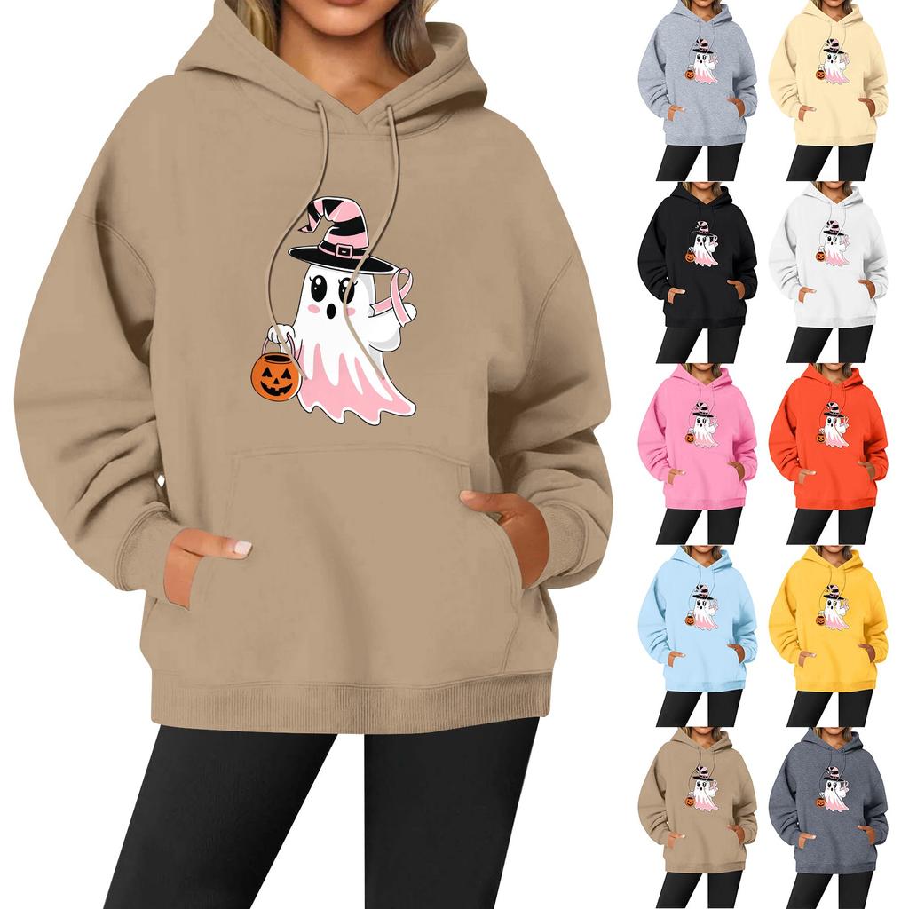 Women's Casual Fashion Solid Color Rugby Print Long Sleeve Hooded Sweatshirt Top