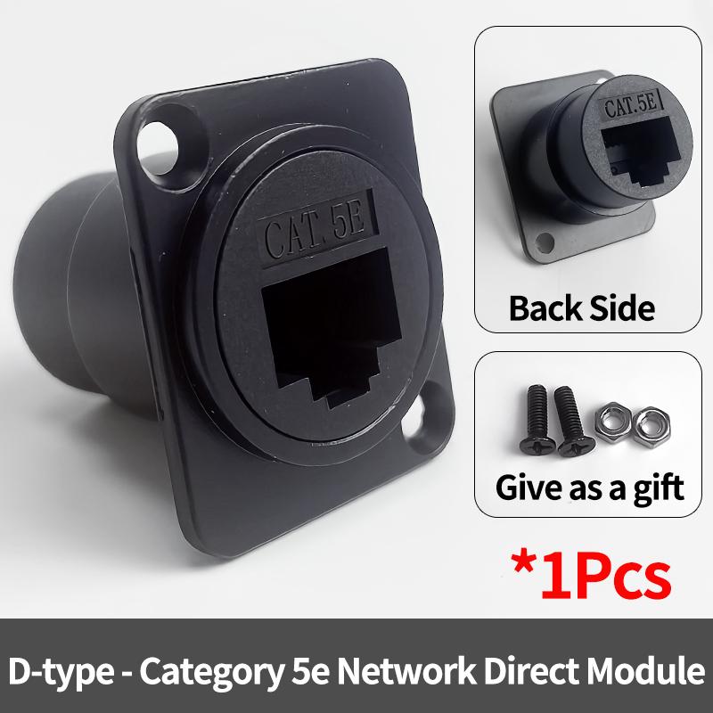 D-Type Panel Mount RJ45 Socket – CAT5e / CAT6 Ethernet Network Connector for Industrial Enclosure, Server Rack & Wall Box Wiring