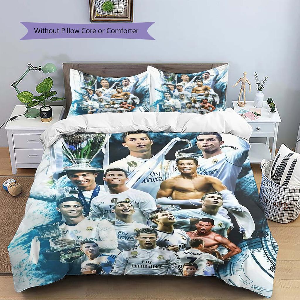 Madrid players Pattern Bedding Home Decoration Birthday Gift (1 * duvet cover + 2 * pillowcase, without core)