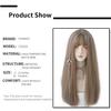 7jhhwigs Long Straight Synthetic Light Brown Wigs With Bang For Women Heat-resistant Daily Use Hair  Sell Whole Wigs