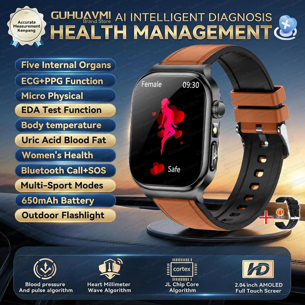 2026 Nuovo Smartwatch per Esame Fisico Micro Salutare ECG Acido Urico Lipidi Pressione Sanguigna Chiamata Bluetooth Smartwatch Per uomo