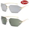 Protective Glasses 2pcs Frameless Metal Frame Sunglasses Steampunk Fashion Simple Style Sun Glasses Vacation Beach UV400 Eyewear