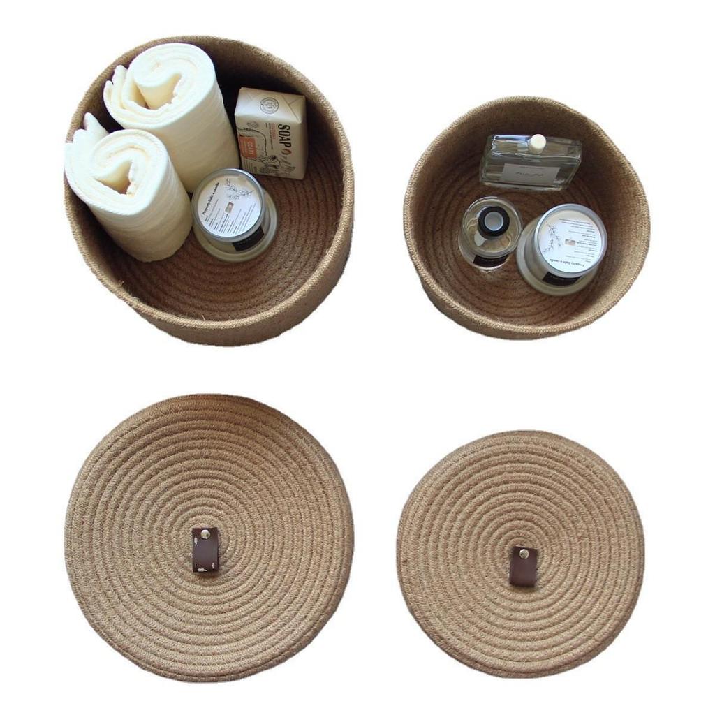Retro Cotton Linen Rope Storage Box – Hand-Woven Basket with Lid for Home Sundries
