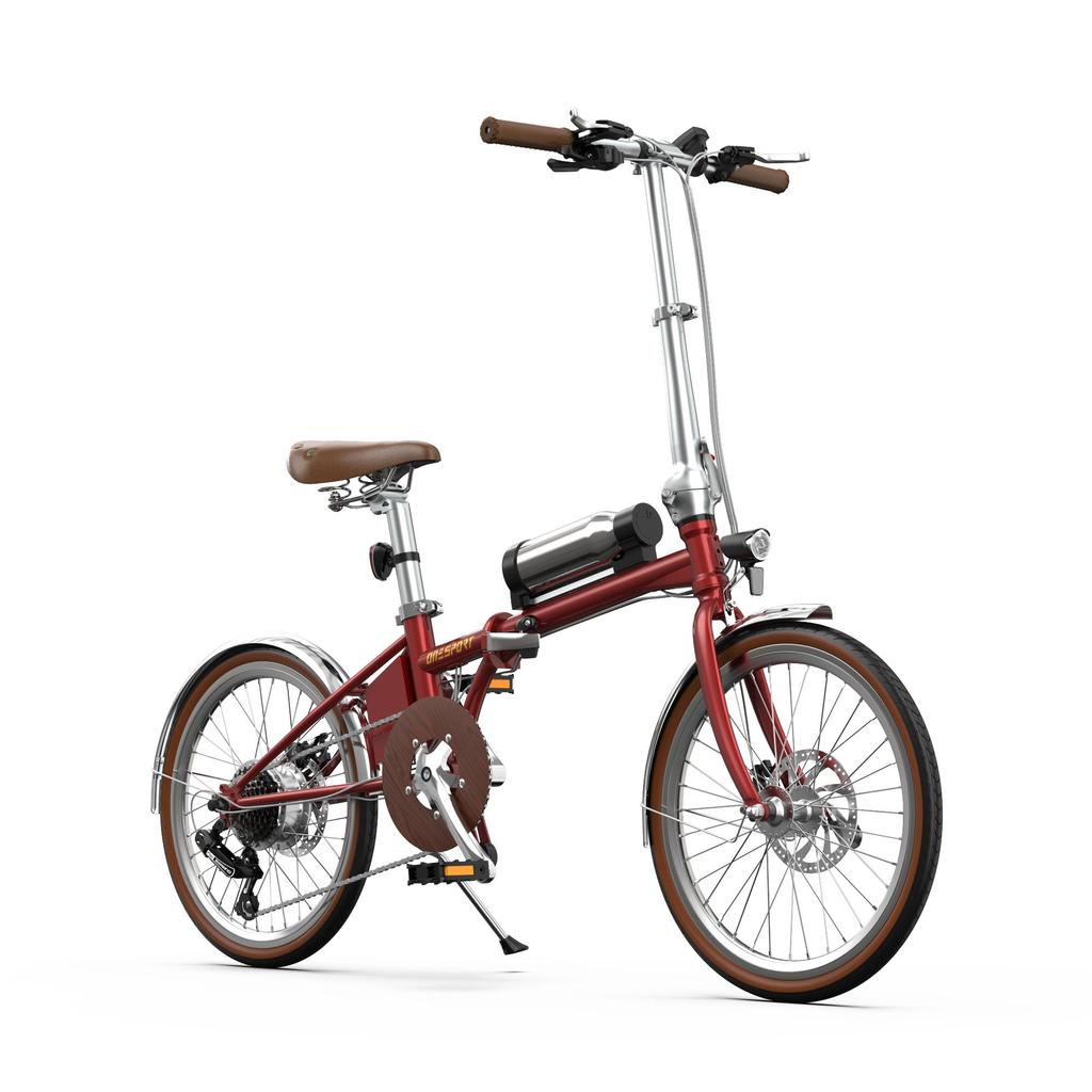 OT02PRO, rosso/verde, potenza motore 250W, 36V, batteria staccabile 5.2AH, pneumatici 20*1.35 pollici, bicicletta elettrica da città, velocità massima 25KM/H