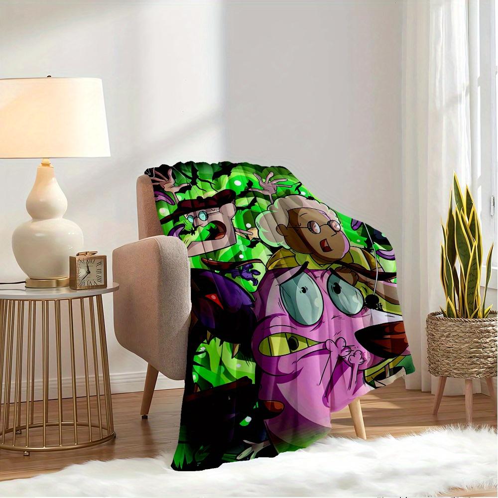 1 Stück Flanell-Kuscheldecke, Gruselig, Cartoon, Mutig, der feige Hund Muster Gedruckte Decke, Warm Gemütlich Weiche Decke für Couch Bett Sofa Auto Aus