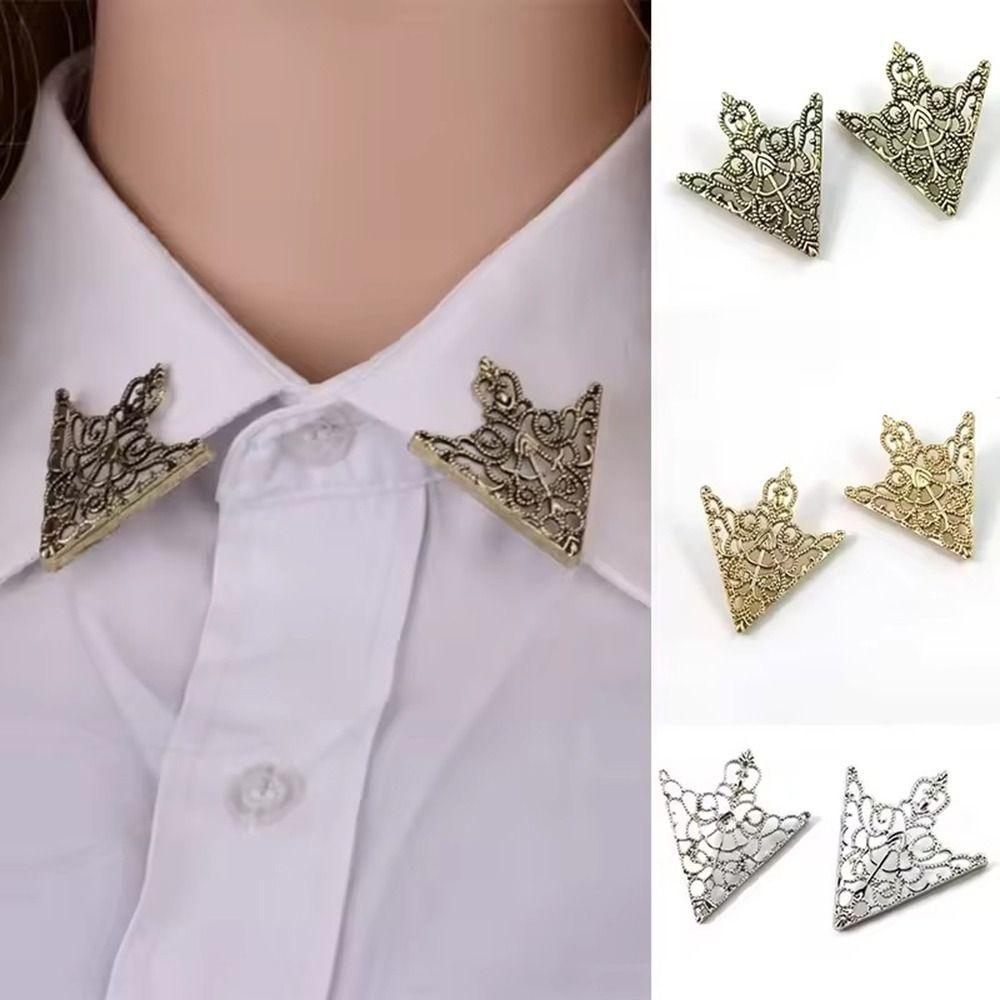 

Tide Exquisite Triangle Shirt Collar Pin Clothes Decorative Pin For Men Women Lady Blouse Shirt бронзовий