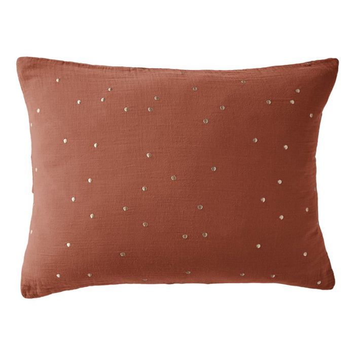 Taie d'oreiller Pois Doré Déco "Gaïa Chic" 60 x 60 cm & 50 x 70 cm "Gaze de Coton" - Gaïa Chic Terracotta - 50 x 70 cm - Gaïa Chic T