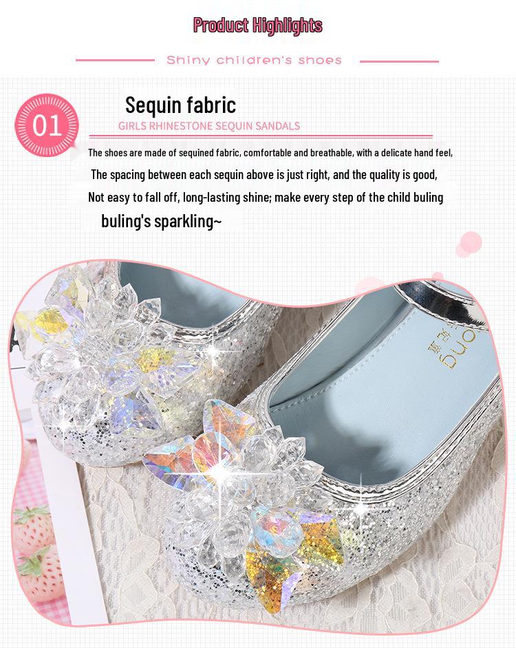 Παιδικά Γαλάζια Κρυστάλλινα Τακούνια Πριγκίπισσας - Φθινοπωρινά/Ανοιξιάτικα Αντιολισθητικά Μοντέρνα Παπούτσια με Λουλούδι για Παιδιά