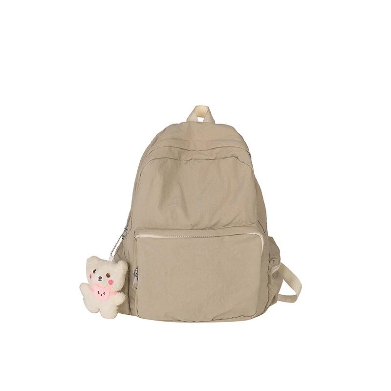 

Однотонные женские рюкзаки большой вместимости на молнии с внутренним отделением, дорожные сумки модные из нейлона высокого качества