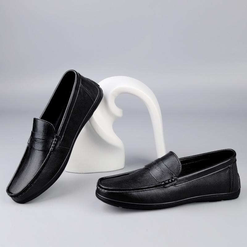 Męskie Mokasyny ze Skóry Naturalnej Wygodne Męskie Buty Codzienne Luksusowa Marka Męskie Eleganckie Buty do Garnituru Oddychające Wsuwane Buty Żeglarskie