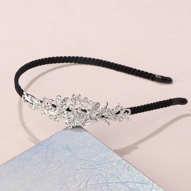 Crystal Alloy Flower Hairband, Anti-slip Headband Hairpin, Bridal Headpiece