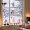 Reusable Christmas Decorations 9Pcs Pink Static Window Clings, Santa Snowman Bunny Penguin Glass Claus Decor Decals, Xmas Stickers, Holiday