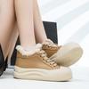 2025 Autumn and Winter New Velvet Leather Snow Board Shoes Women's Thick-soled Wool Cotton Shoes Women's Warm Mid-top Bread Shoes