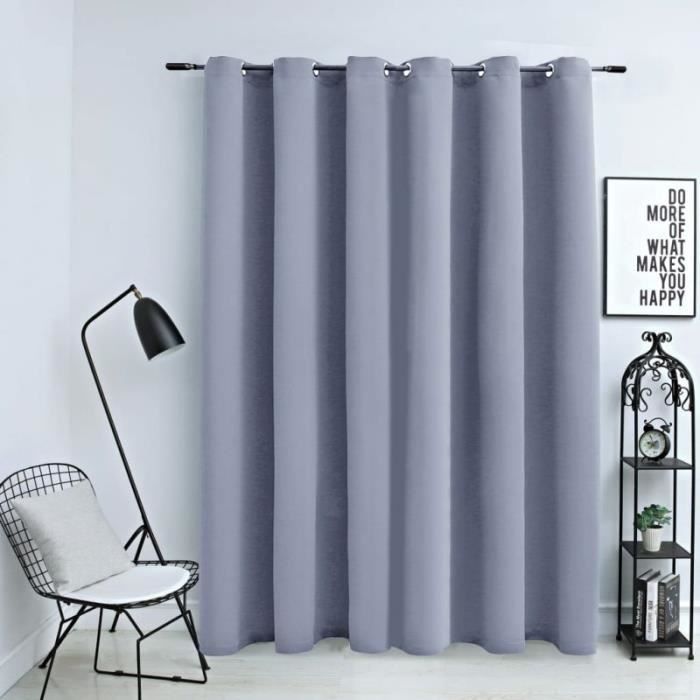Rideau occultant - vidaXL - 290x245 cm - Gris - Polyester - Œillets en métal