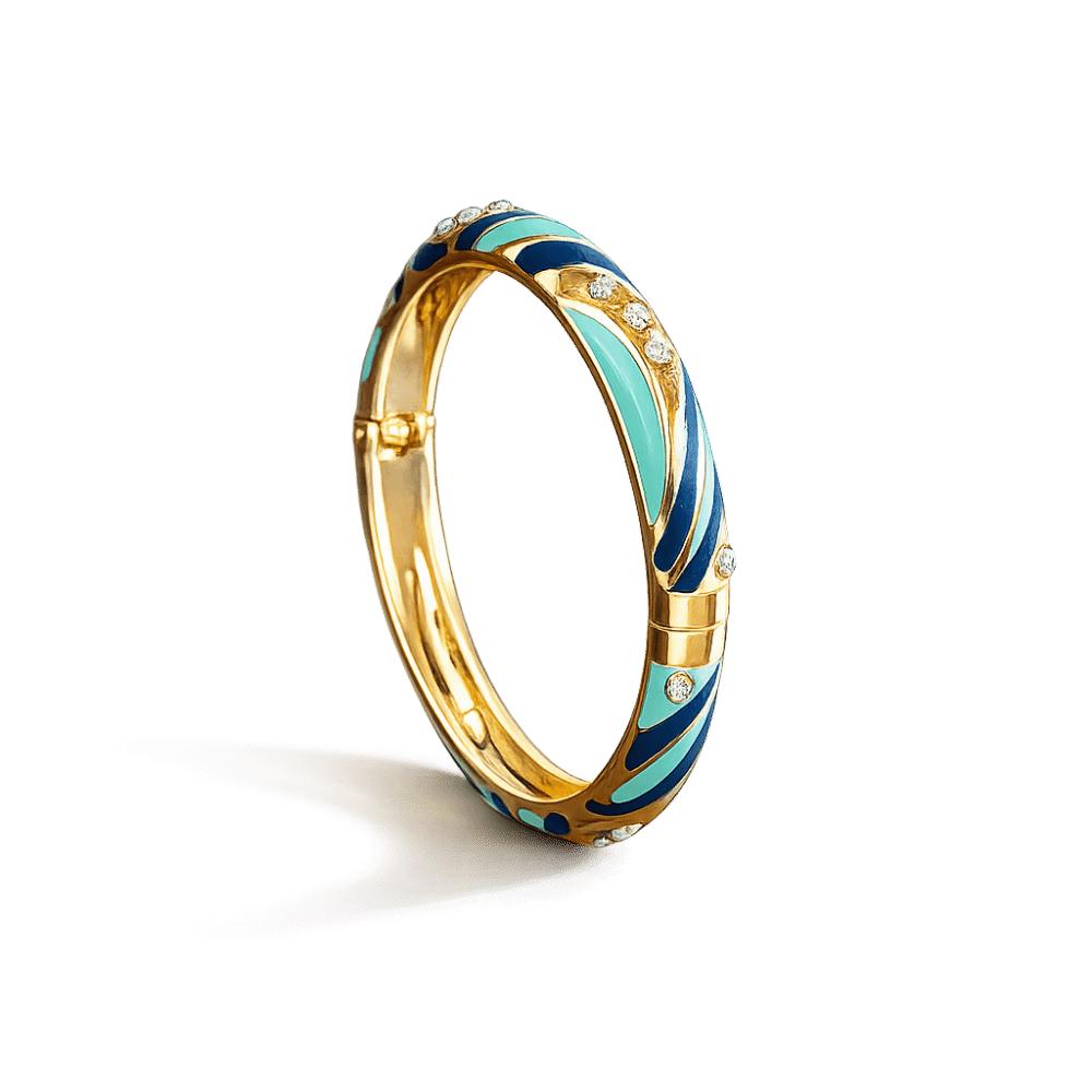 Красочный Эмалированный Клозоне Браслет Изящный Цинковый Сплав Позолоченный Цветочный Браслет Этнический Стиль Ретро