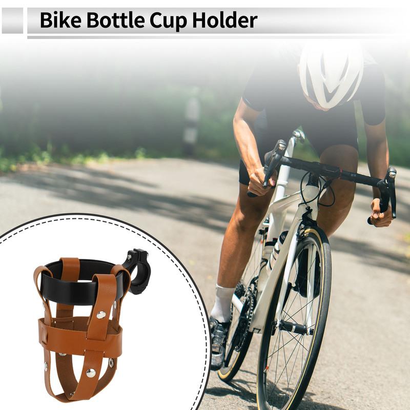 Motoforti Universal Motorcycle Bike Drink Holder Motorbike Bicycle Water Bottle Cup Holder Screw Brown Black PU Aluminum Alloy
